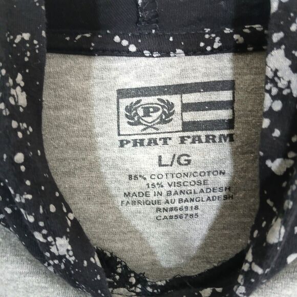 Phat Farm long sleeve paint splatter streetwear Y2K hooded T-shirt Drippin Large - Picture 4 of 7